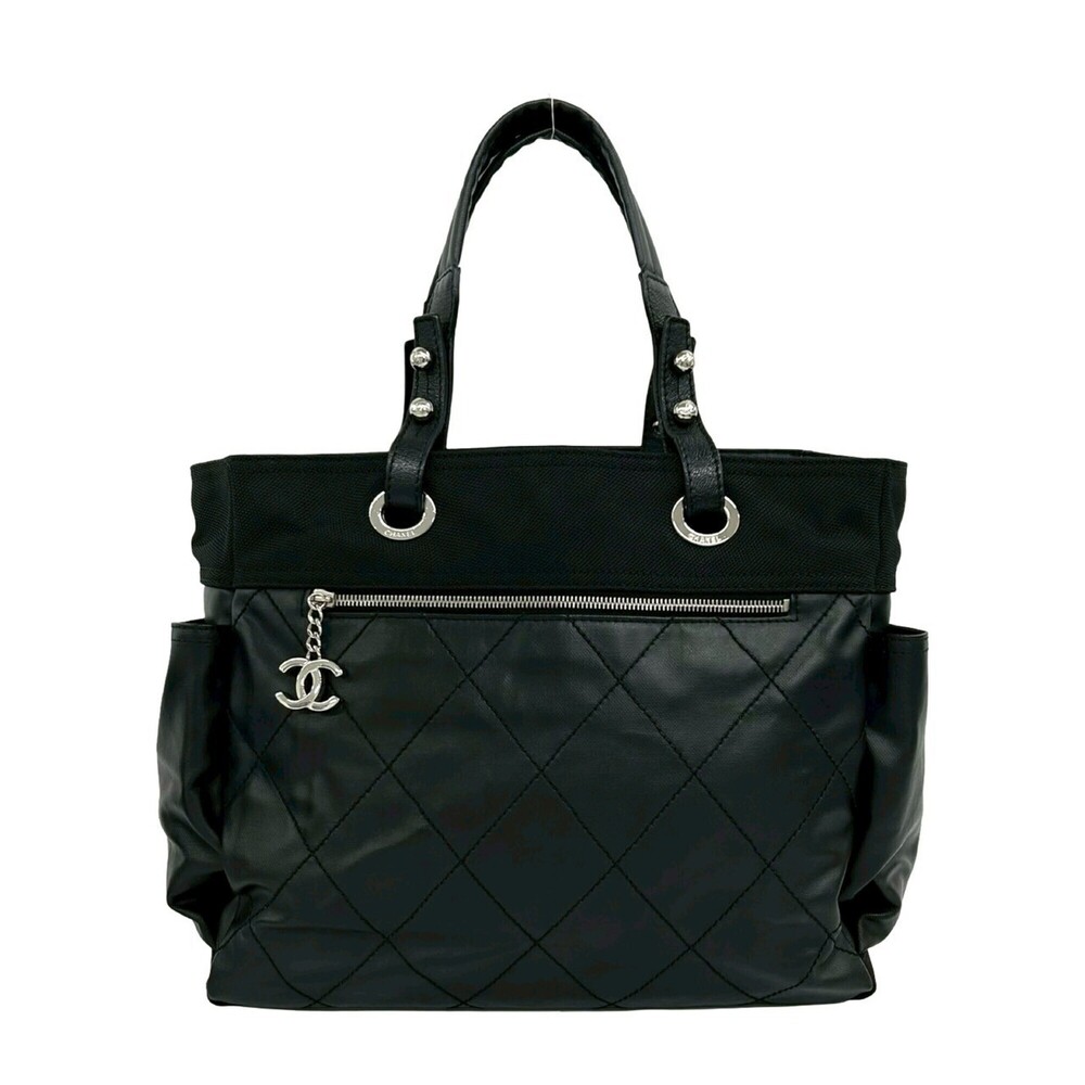 CHANEL Black Leather Tote Bag